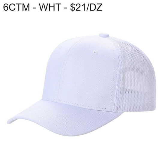 6CTM - 6 Panel Curve Trucker Mesh Solid Hat