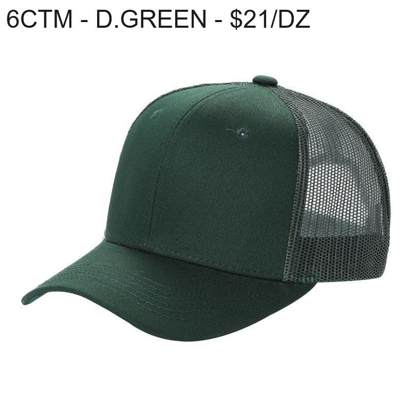 6CTM - 6 Panel Curve Trucker Mesh Solid Hat