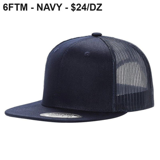 6FTM - 6 Panel Flat Trucker Mesh Solid Hat