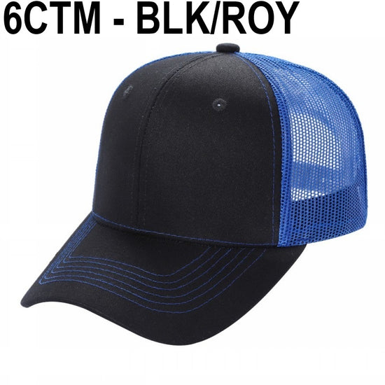 6CTM -SOLID 6 Panel Curve Trucker Mesh Hat