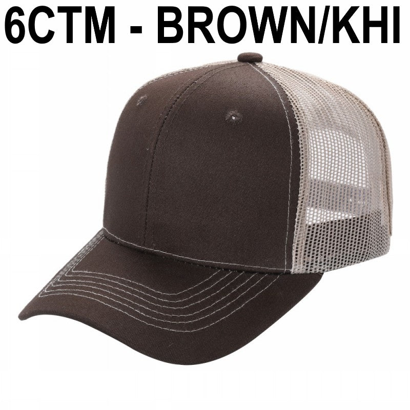 6CTM -SOLID 6 Panel Curve Trucker Mesh Hat