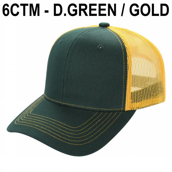 6CTM -SOLID 6 Panel Curve Trucker Mesh Hat