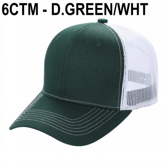 6CTM -SOLID 6 Panel Curve Trucker Mesh Hat