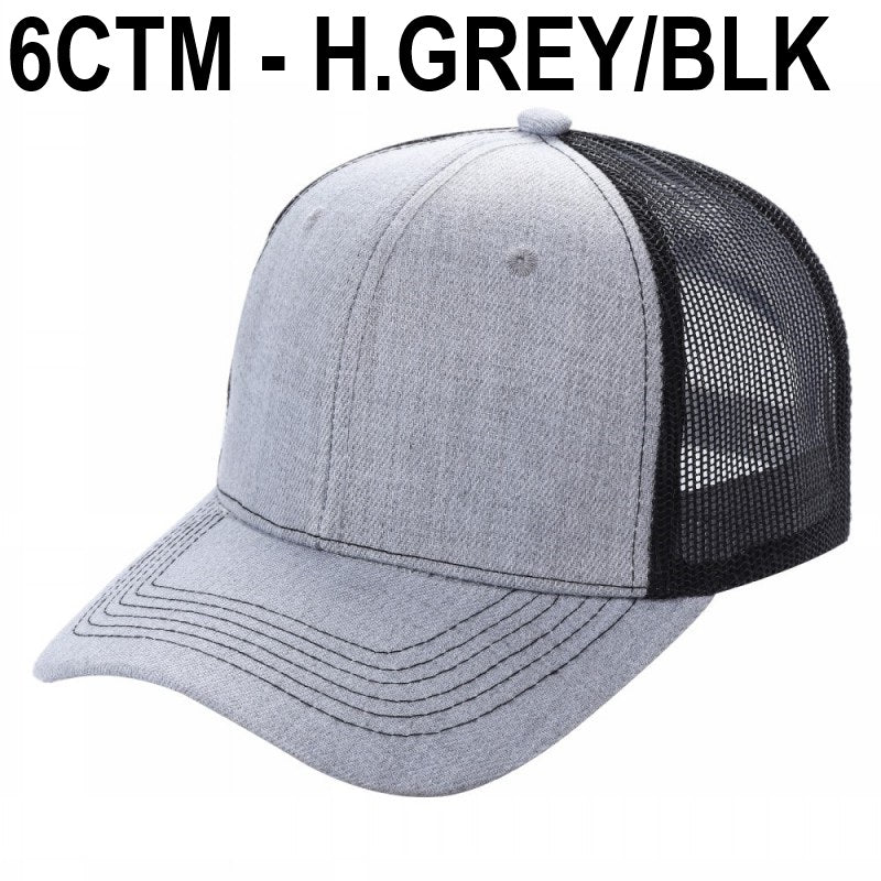 6CTM -SOLID 6 Panel Curve Trucker Mesh Hat