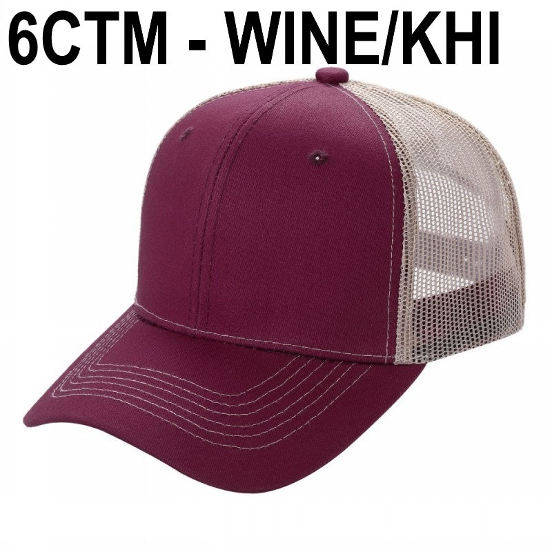 6CTM -SOLID 6 Panel Curve Trucker Mesh Hat