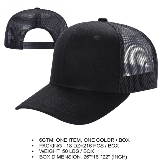 6CTM - Gorra de dos tonos de malla trucker curva de 6 paneles