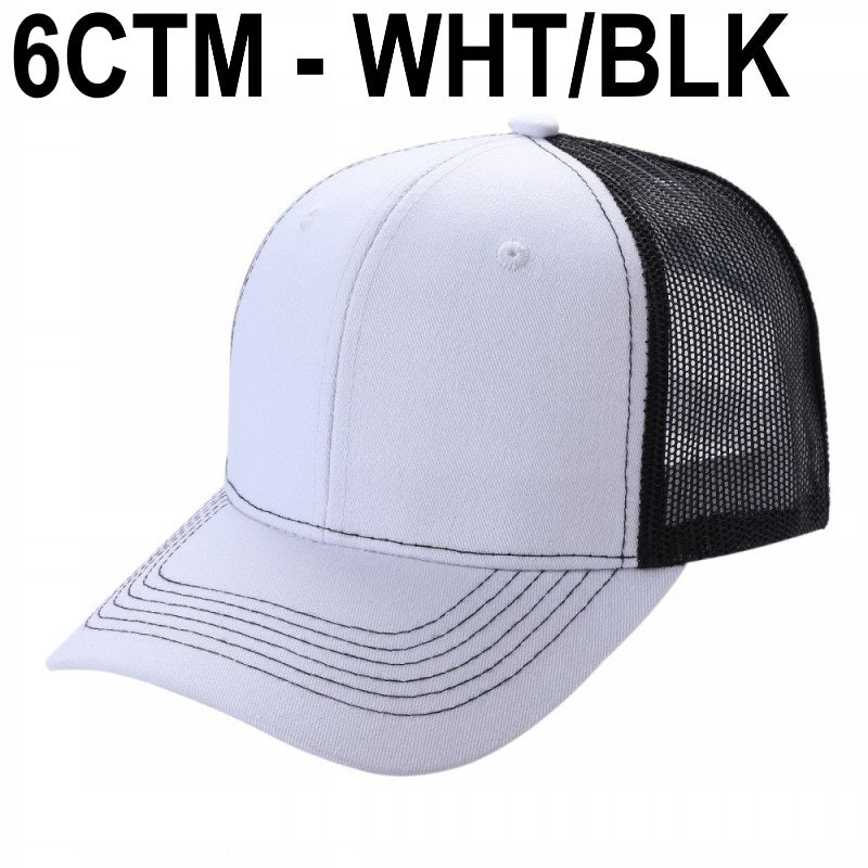 6CTM -SOLID 6 Panel Curve Trucker Mesh Hat