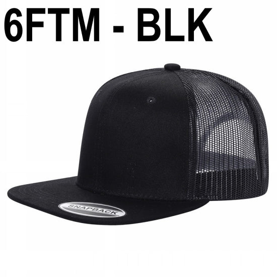 6FTM - Gorra plana de malla tipo camionero de 6 paneles en 2 tonos