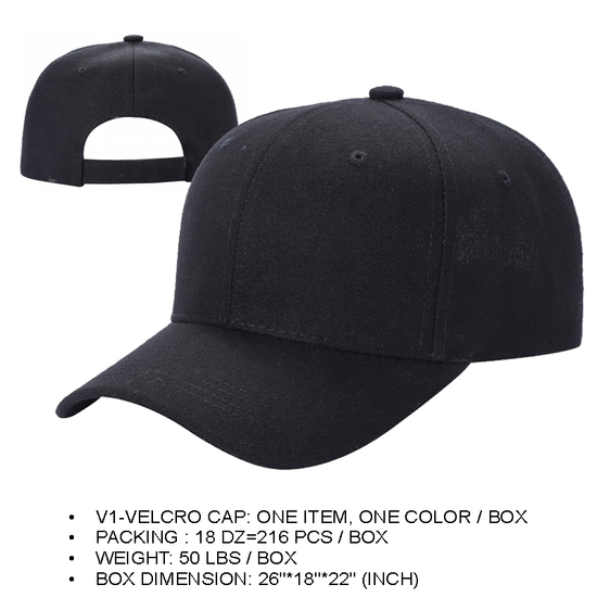 V1 - Solid Velcro Baseball Cap