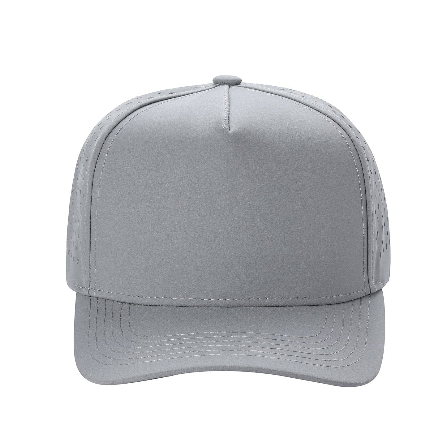 Waycap 5LASER 5 Panel Waterproof Hat in grey, featuring perforated side panels and a flat brim for sun protection.