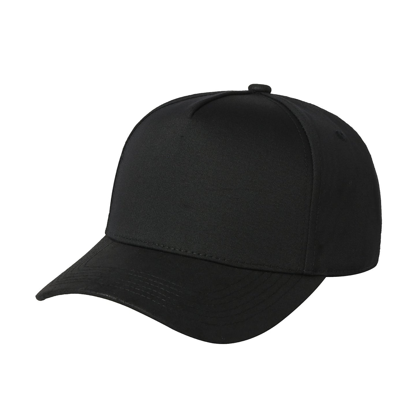 Waycap Bill TC black 5-panel baseball cap with structured crown, pre-curved bill, and adjustable snapback closure.
