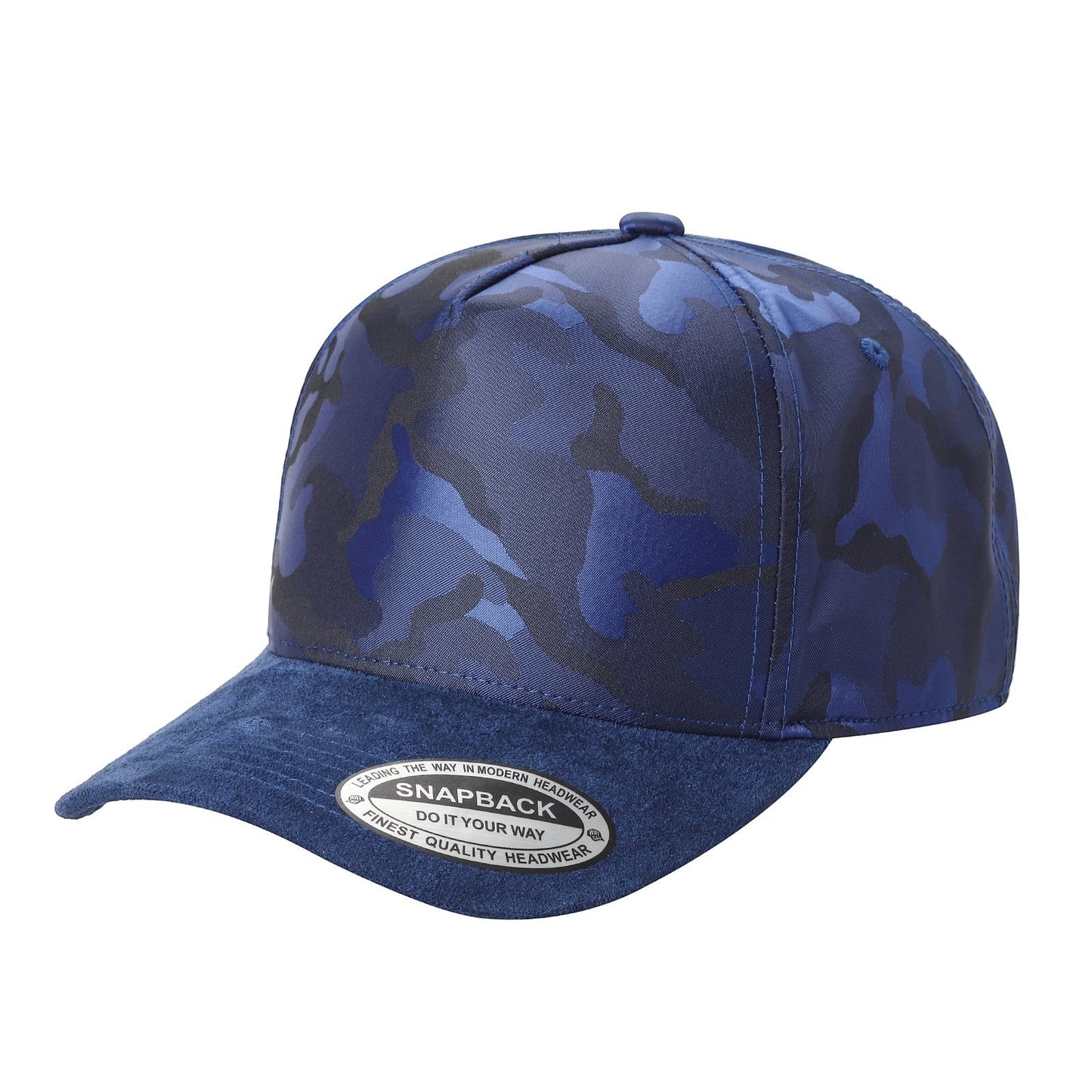 Waycap TCCS TC Camo Suede blue camouflage snapback cap with suede brim and adjustable closure.