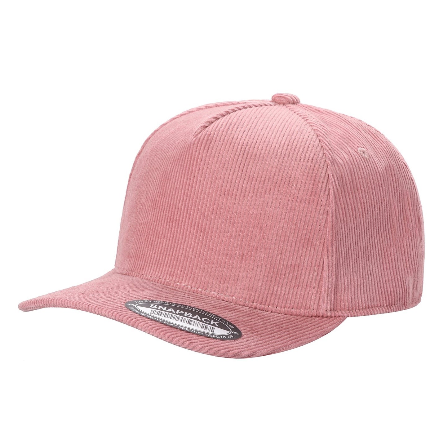 Waycap 5FC All Corduroy baseball cap in dusty rose pink. Features a classic snapback closure and textured corduroy fabric.