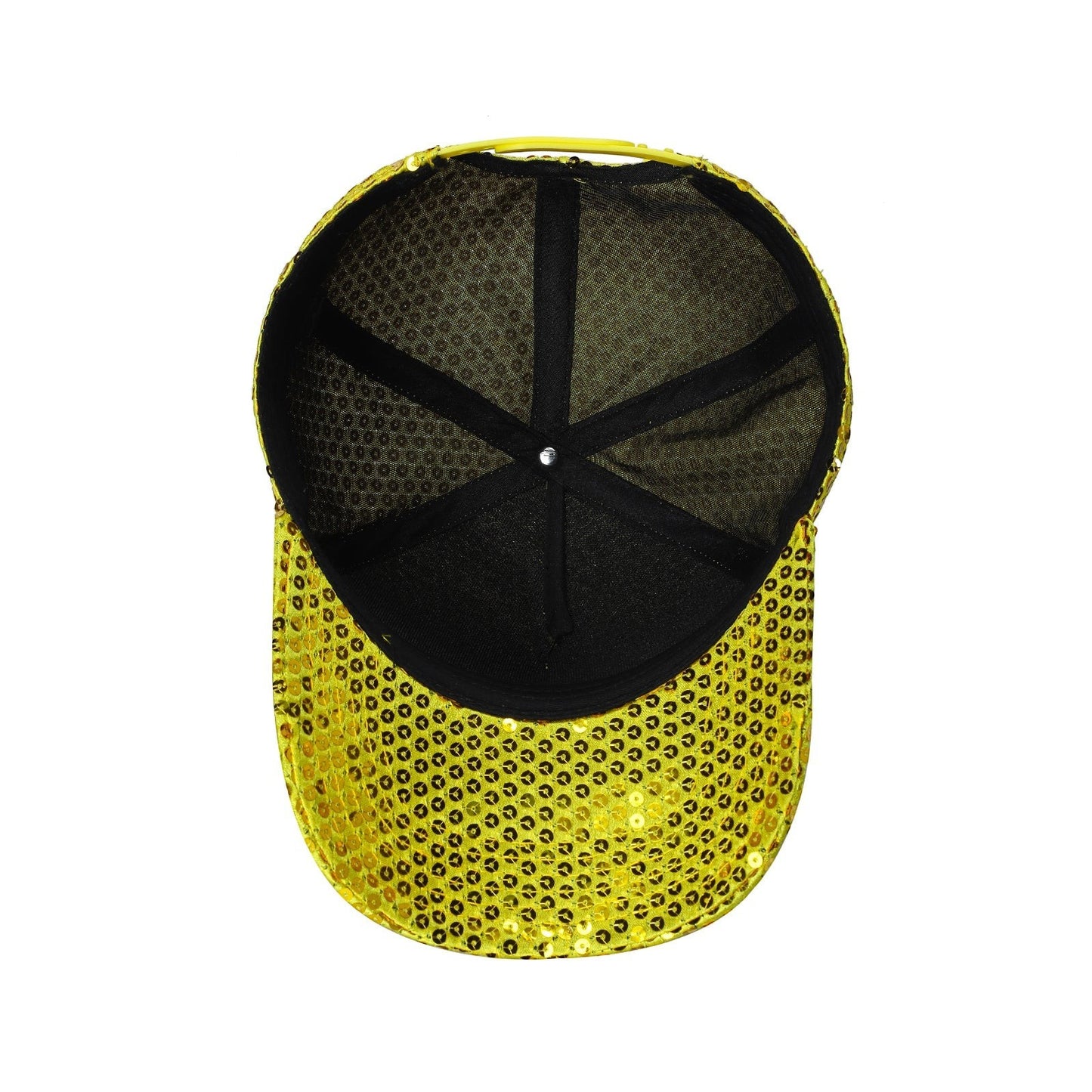Waycap 5G Sequin Hat in gold, a dazzling baseball cap covered in sequins with an adjustable strap for a comfortable fit.