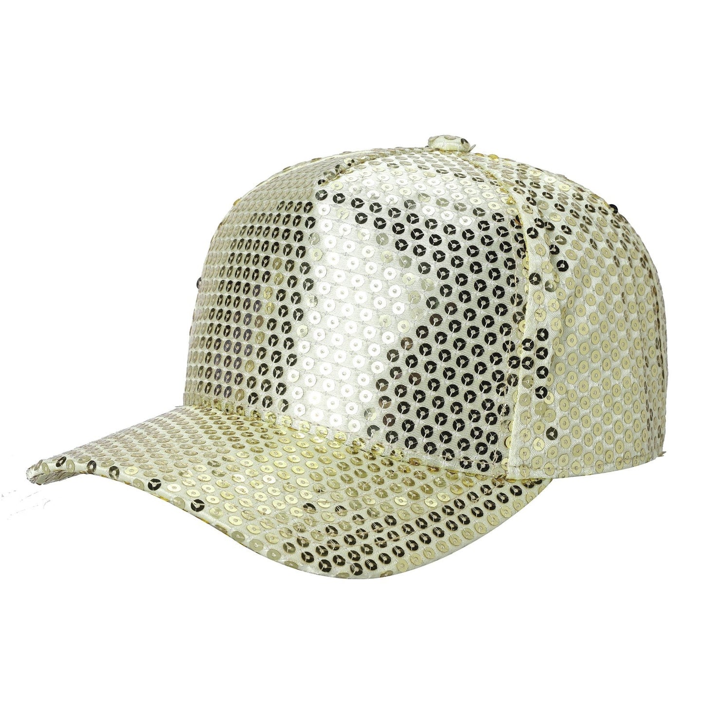 Waycap 5G Sequin Hat in gold, a dazzling baseball cap covered in sequins, perfect for parties and festivals.