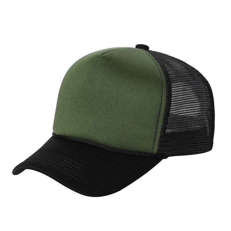Waycap Sponge trucker hat with green foam front and black mesh back. Features a black brim and adjustable snapback.