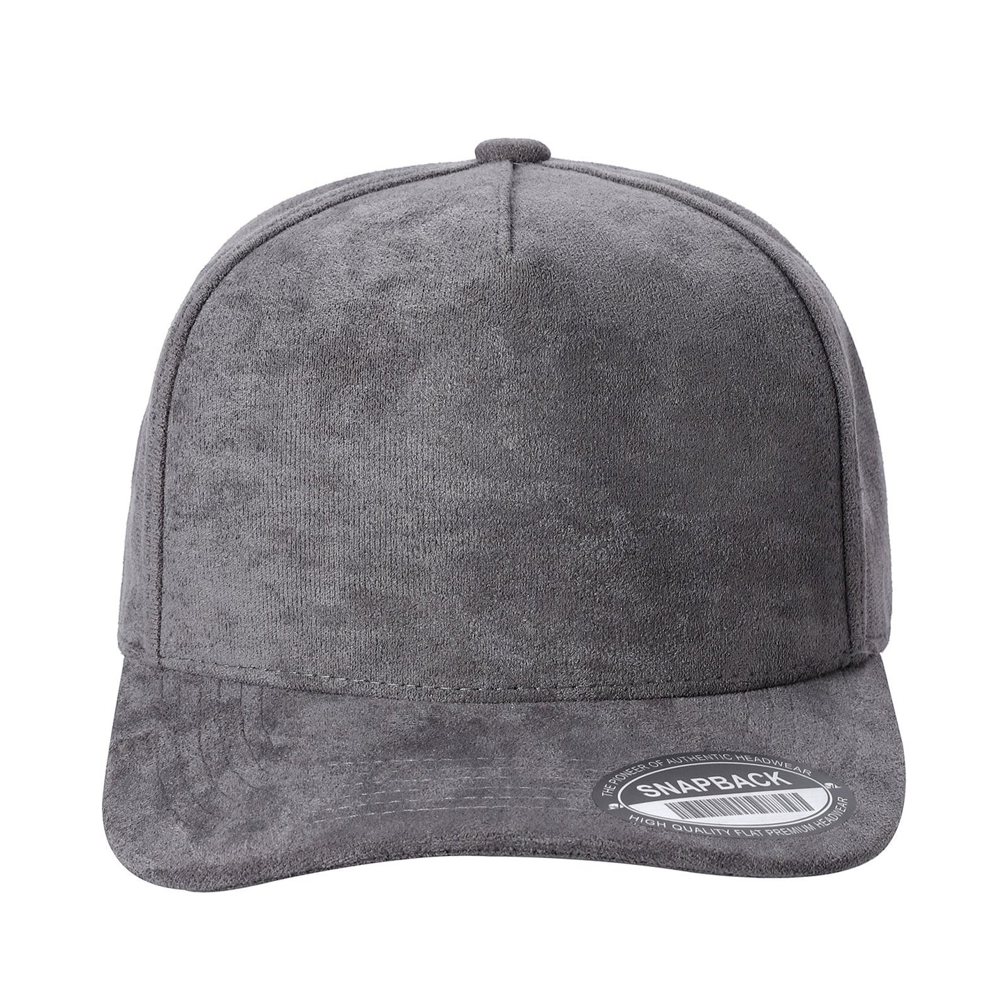 Waycap 5SUEDE grey suede snapback hat with adjustable fit and flat brim.