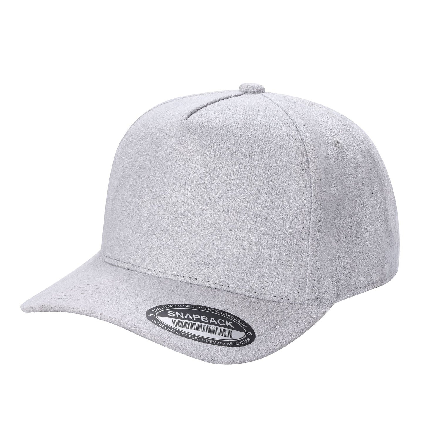 Waycap 5SUEDE light grey suede snapback hat with adjustable strap and classic brim.