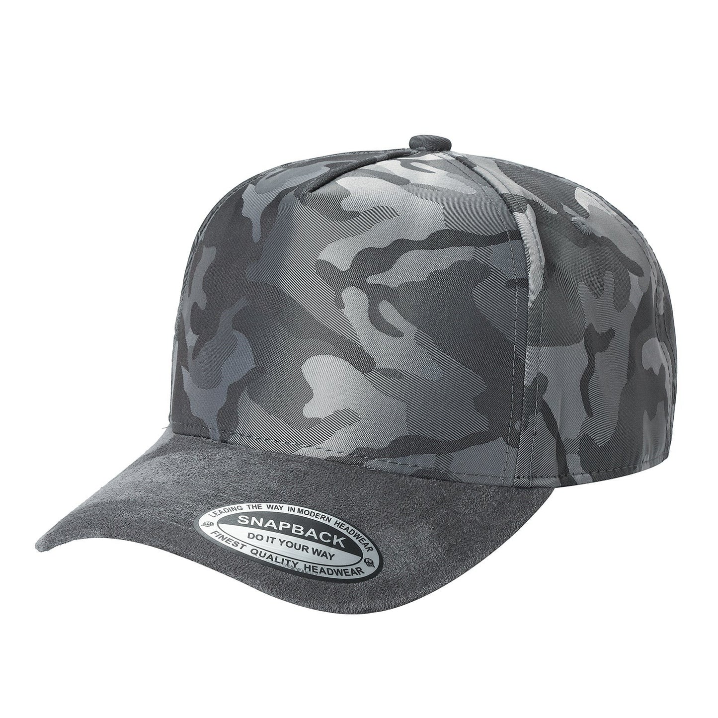 Waycap INC grey camouflage suede snapback cap with adjustable closure