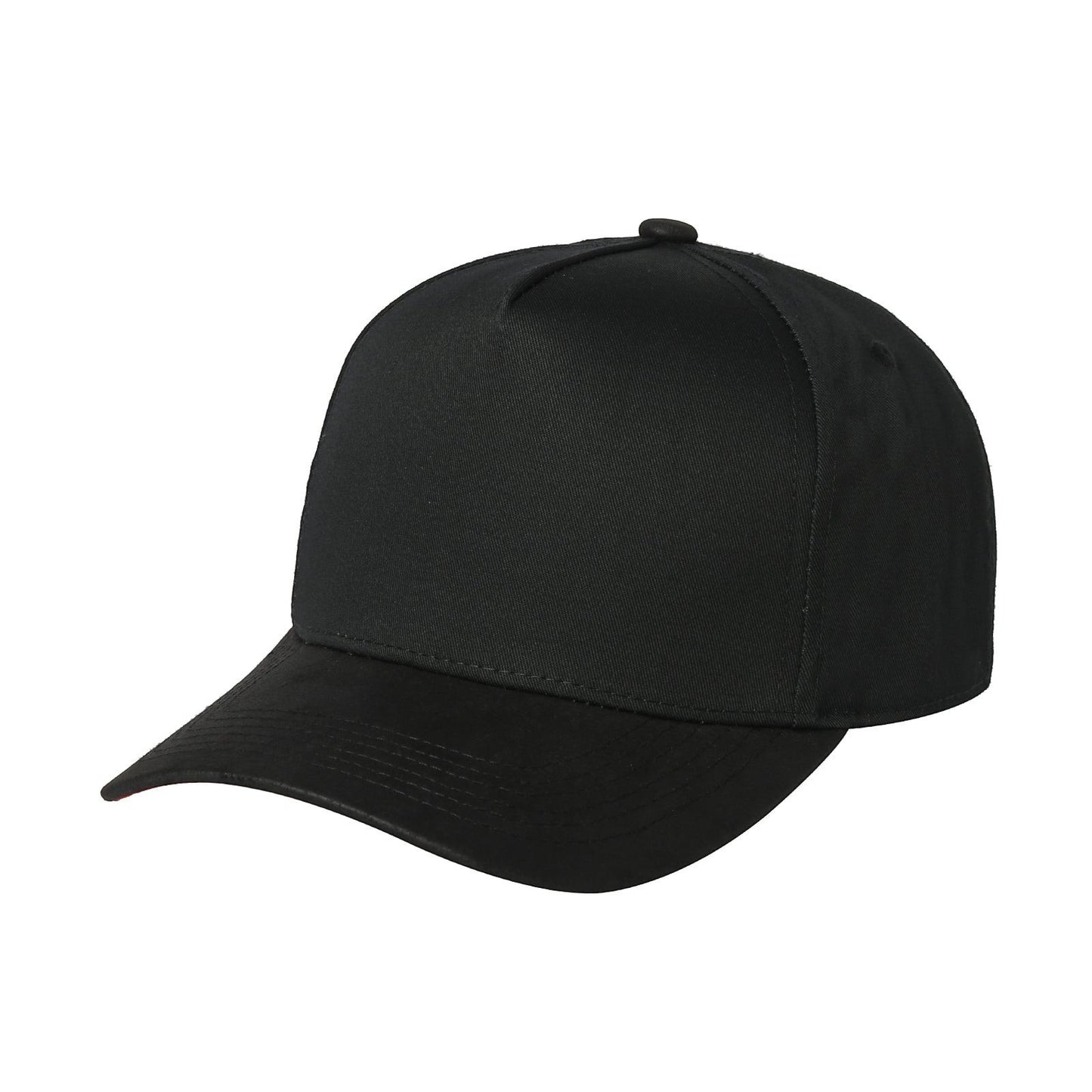 Waycap IN C black 5 panel baseball cap with structured crown, pre-curved bill, and adjustable snapback closure.