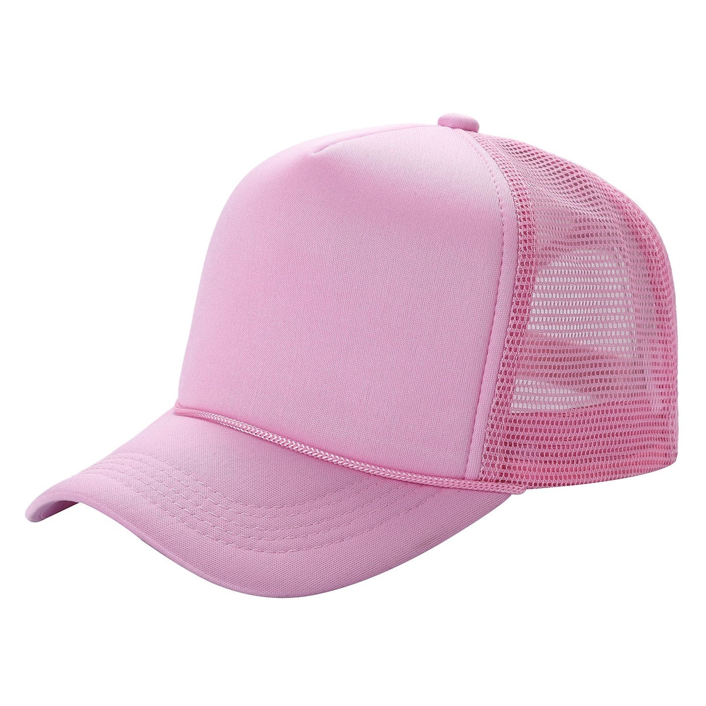 Waycap Sponge trucker hat in pink, featuring a foam front panel and breathable mesh back with an adjustable snapback closure.