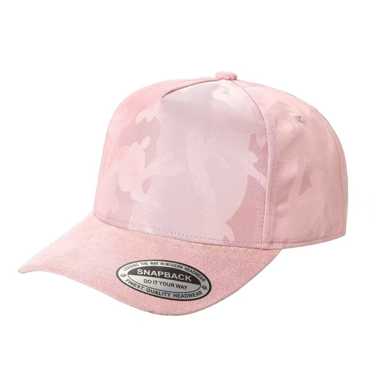 Waycap TCCS TC Camo Suede Cap in light pink with a subtle camouflage pattern and suede brim. Adjustable snapback closure.