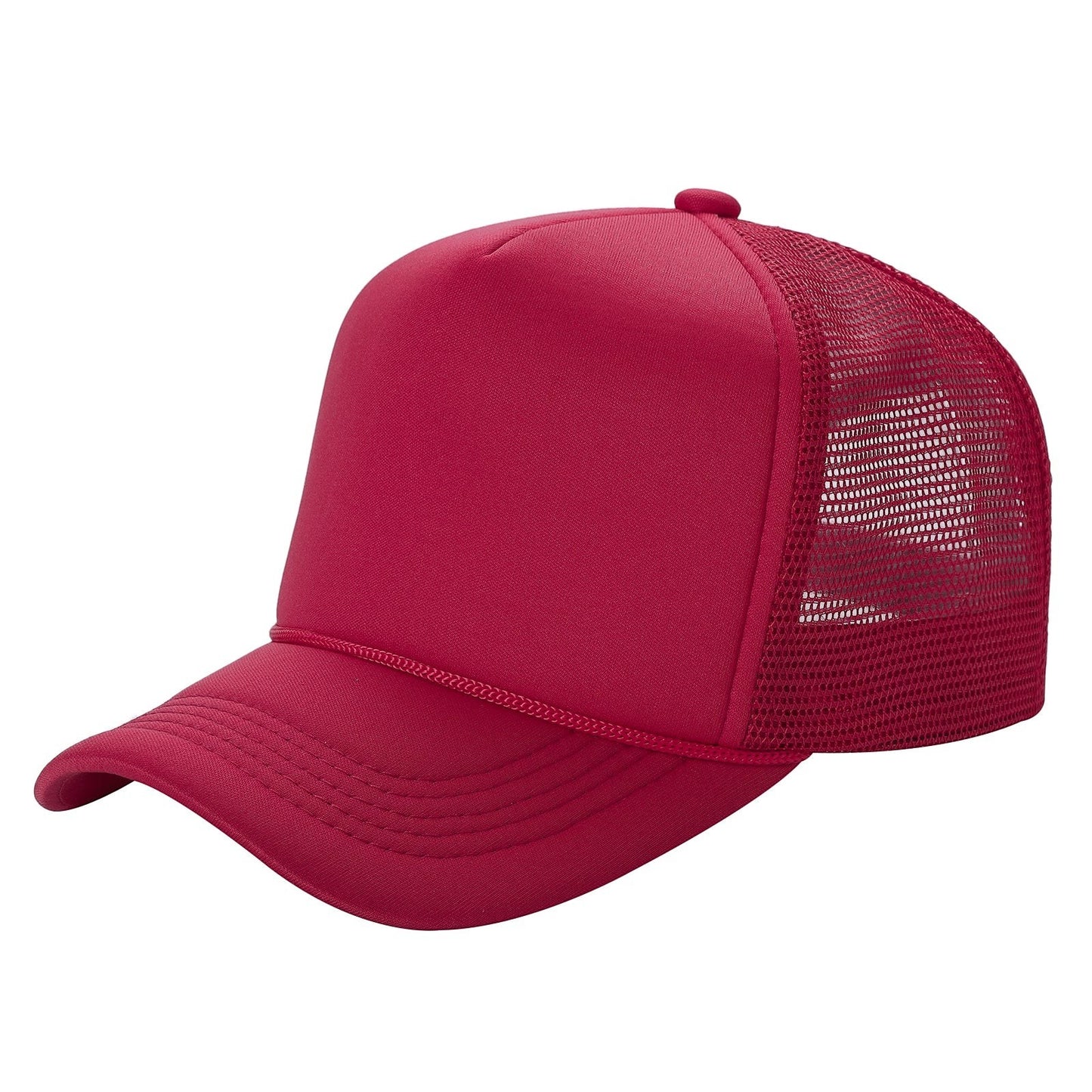 Waycap Sponge trucker hat in red, featuring a foam front panel and breathable mesh back with adjustable snapback closure.