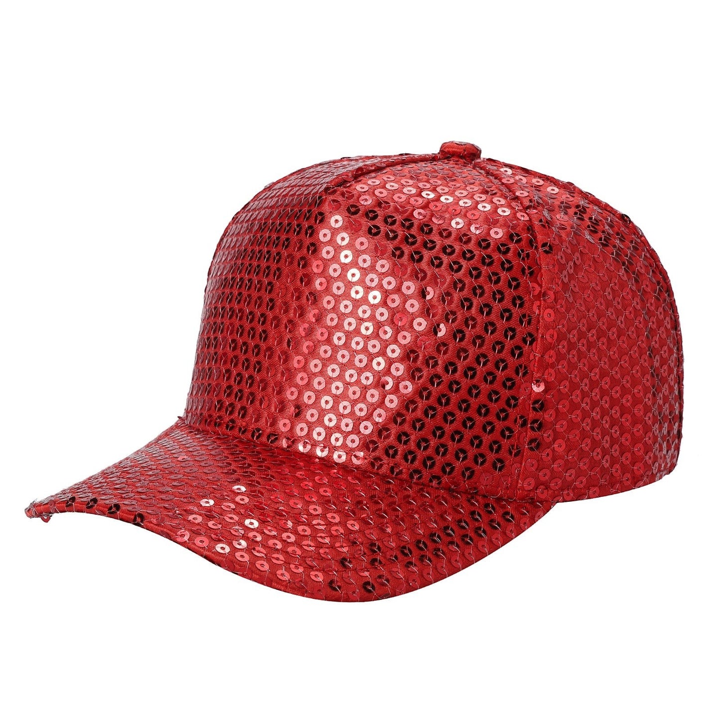 Waycap 5G Sequin Hat in vibrant red, a dazzling baseball cap covered in shiny sequins, perfect for parties and festivals.