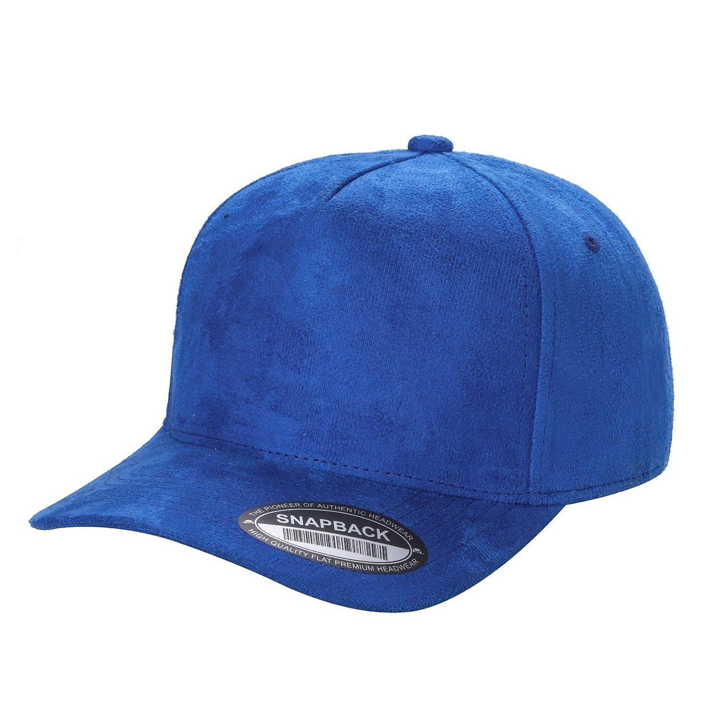 Waycap 5SUEDE royal blue suede snapback hat with flat brim and adjustable strap. Classic baseball cap style.