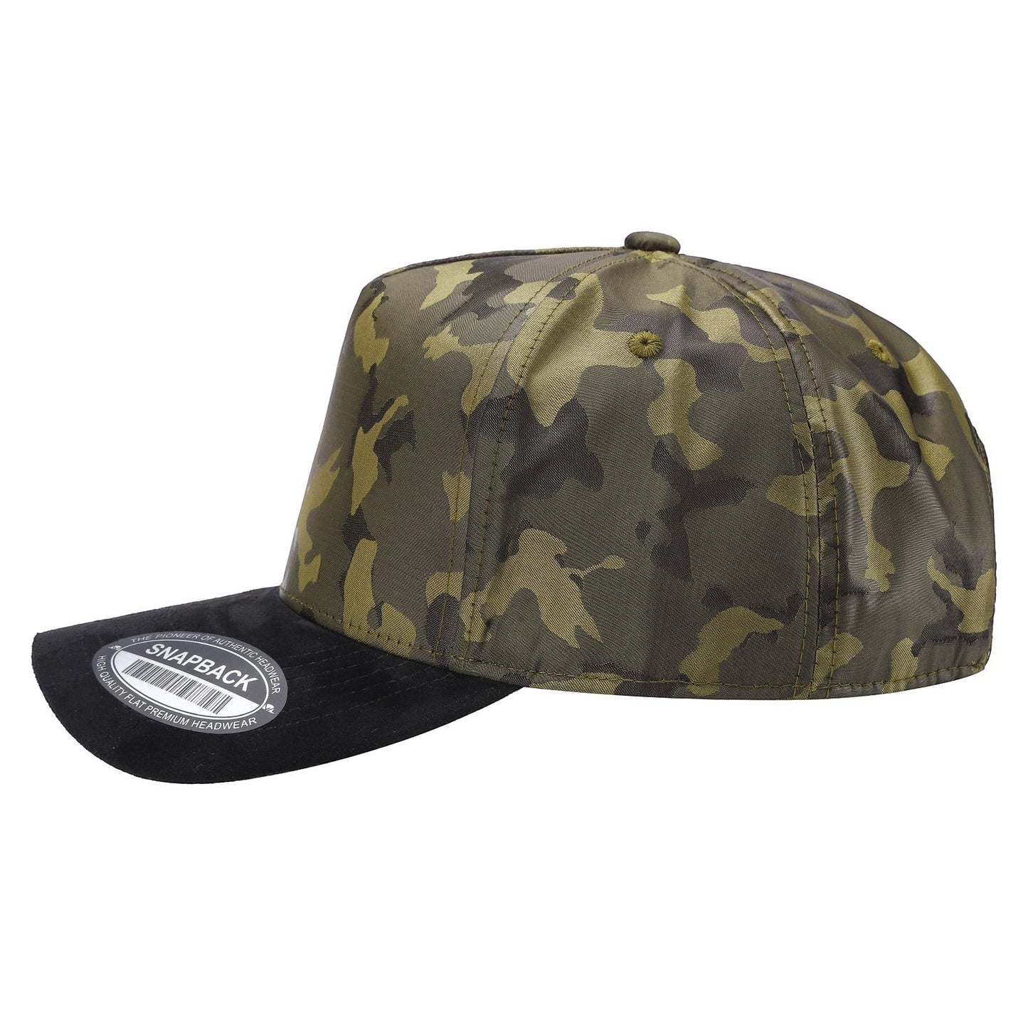 Waycap TCCS TC Camo Suede snapback cap with black brim and camouflage pattern on crown.