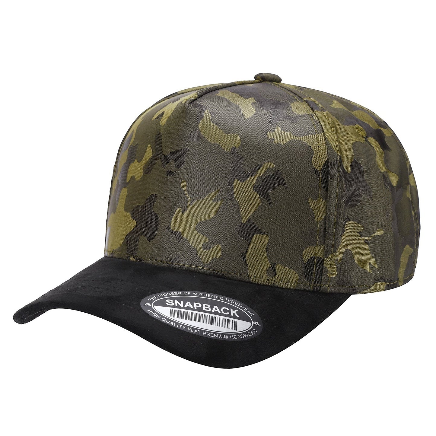 Waycap TCCS TC Camo Suede Snapback cap with black suede brim and green camouflage pattern