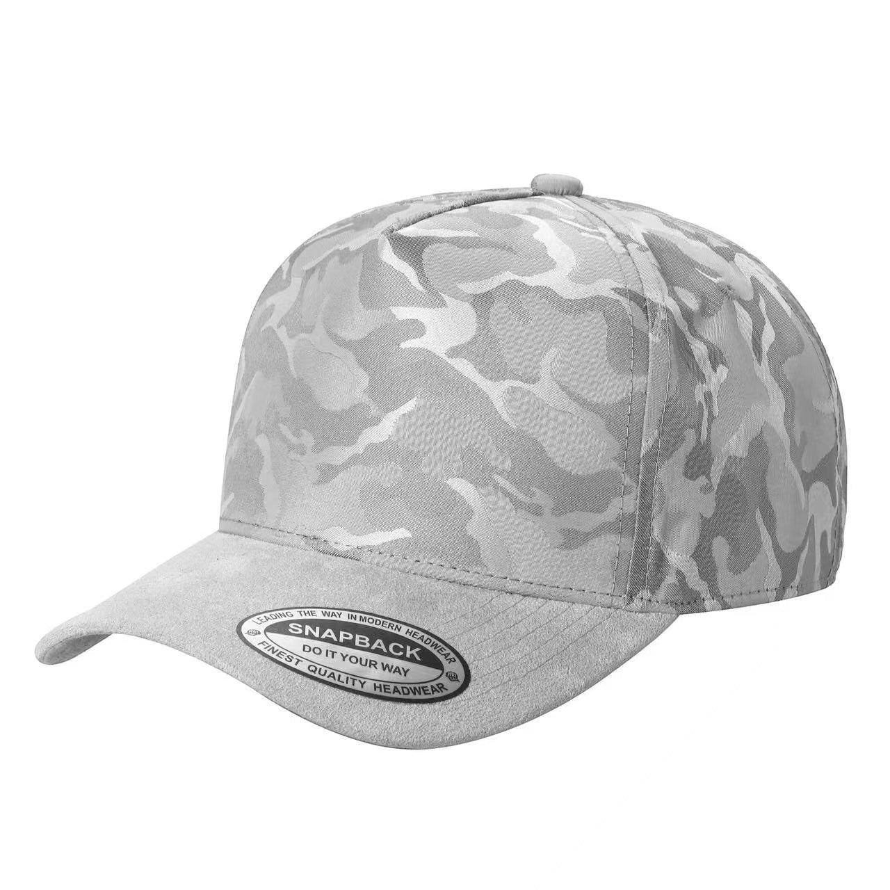 Waycap TCCS TC Camo Suede Snapback Cap in light grey camouflage pattern with suede brim and adjustable closure.