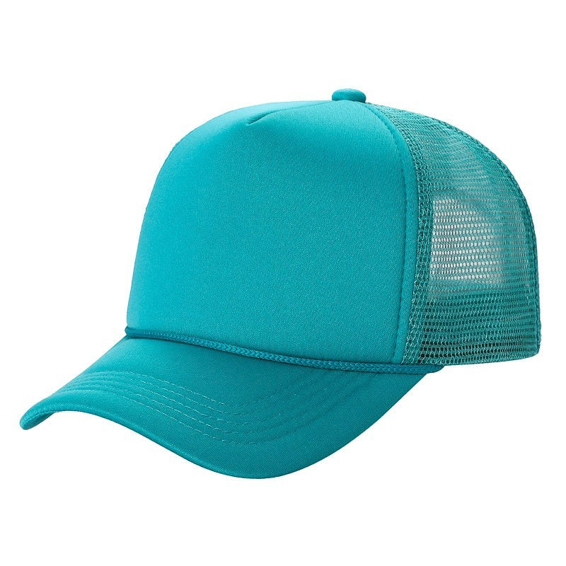 Waycap Sponge trucker hat in teal with foam front panel and mesh back. Adjustable snapback closure.