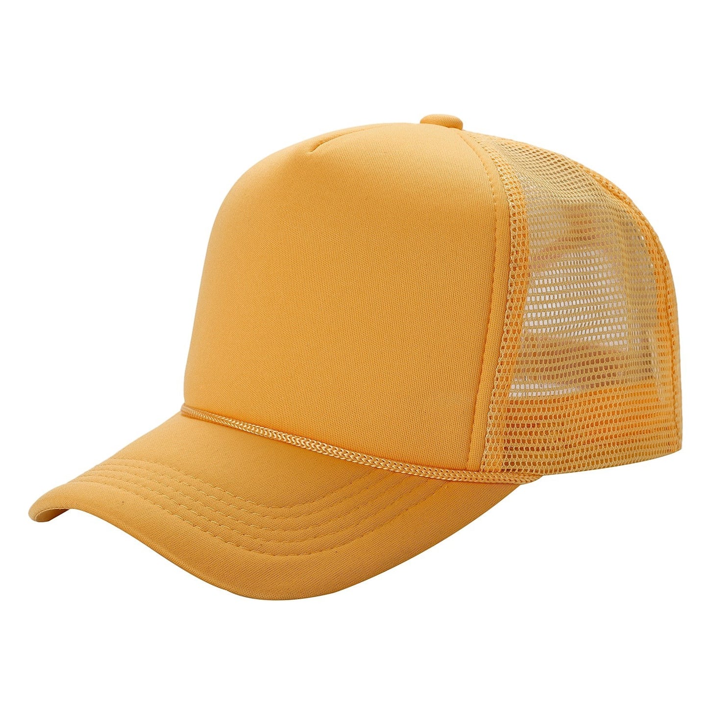Waycap Sponge trucker hat in yellow, featuring a foam front panel and breathable mesh back with adjustable snapback closure.